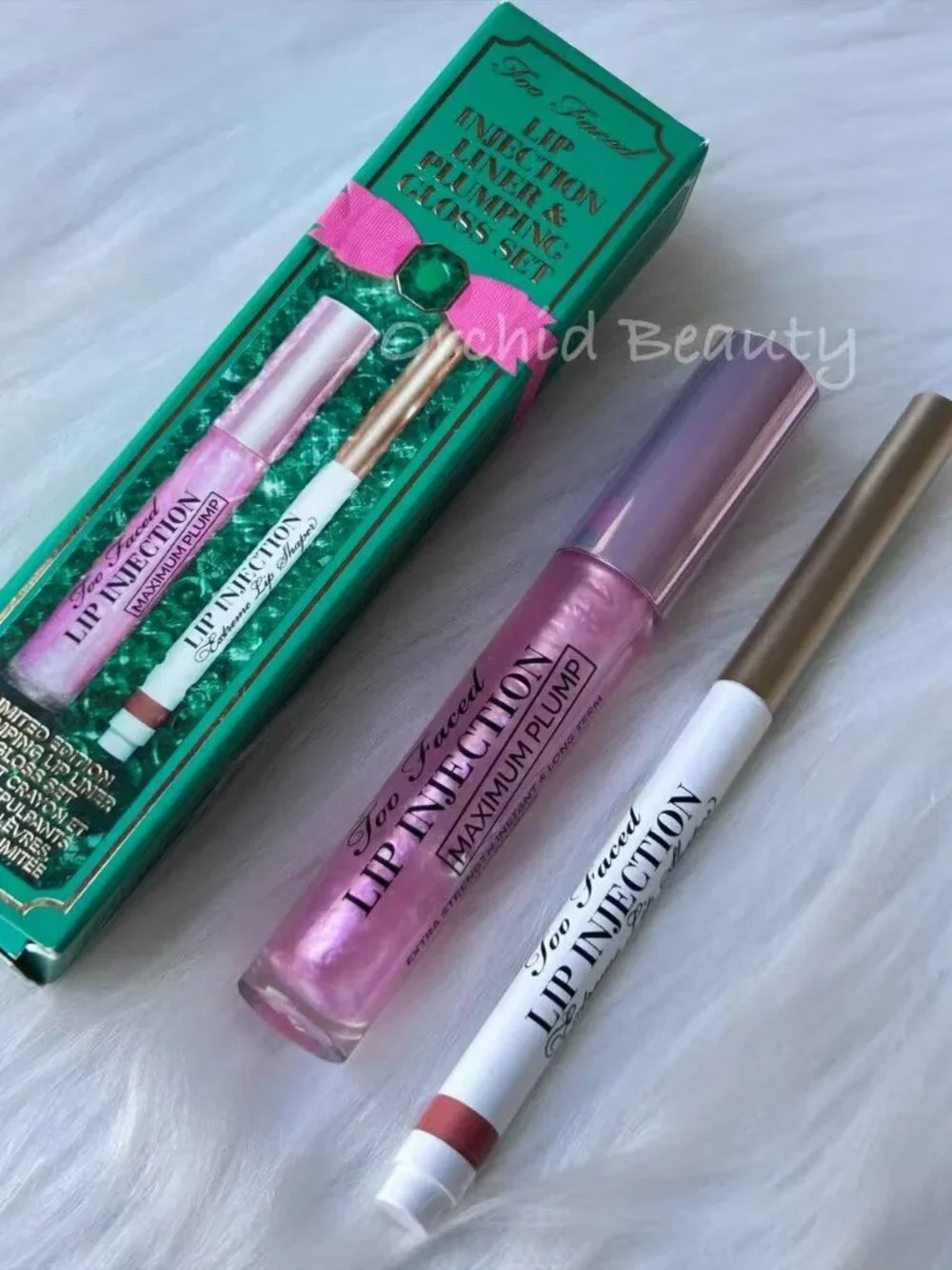 New In Box Too Faced 2-Pc Lip Injection Liner & Plumping Gloss Set~Full Size Set